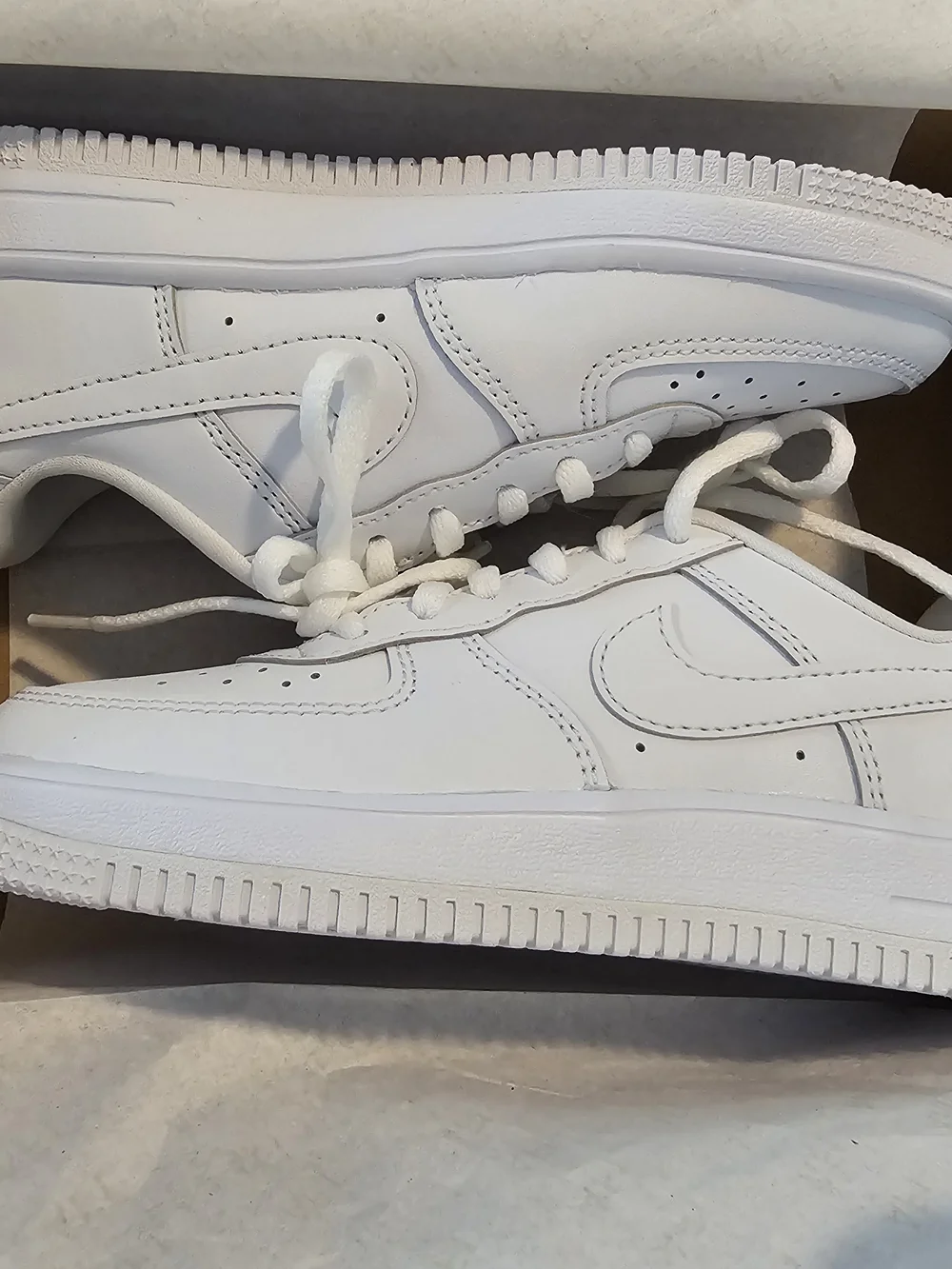 Nike Kids' All-White Force 1 Low Lace Sneakers